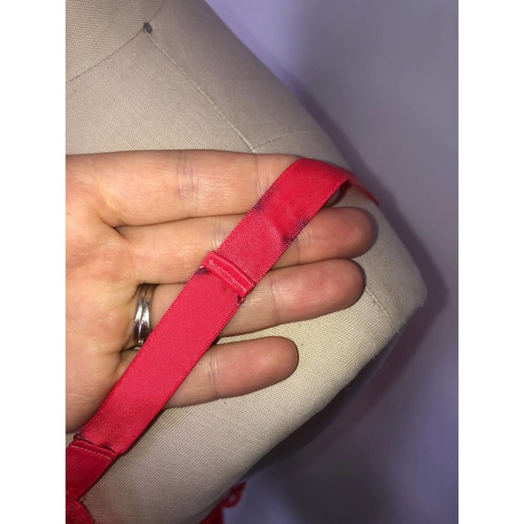 60s Red Camisole Top Nylon Lace Nylon slip tank - Size Medium 36 - Picture 4 of 4